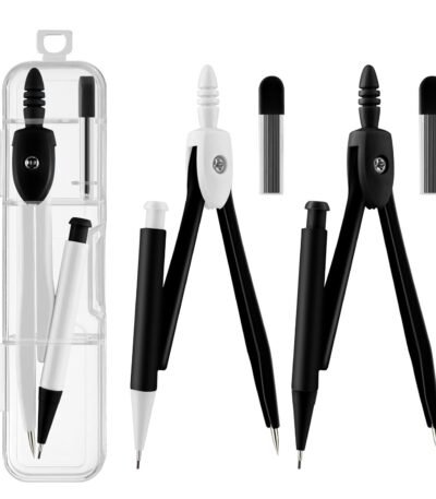 3 Pack Colorful Base Metal Math Compass for Geometry Set, Extra Leads, Mechanical Pencil Designed, Drawing Tool Compass for Students, School Supplies and Office Stationery...