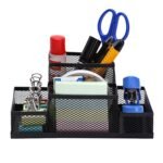 4 Compartment Metal Mesh Desktop Organizer Pen and Pencil Stationery Storage Holder for Home, Study, Stationery and Office Accessories
