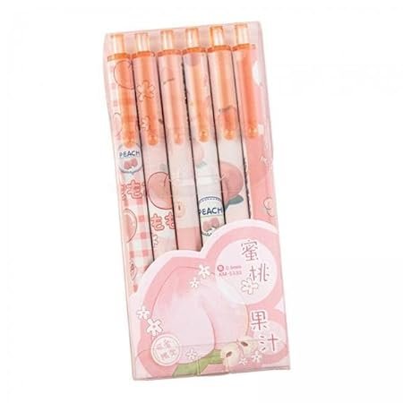 4X6Pcs Rollerball Pens Retractable Ballpoint Pens for Students Kids Journaling Peach | Kids & Teens at Home | School Supplies | Pens & Pencils