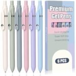 6 Pack Retractable Gel Ink Pens Quick Dry 0.5mm Fine Point Writing Smooth Writing Pen for Journaling, Note Taking, Cute School Supplies, Gifts for Women