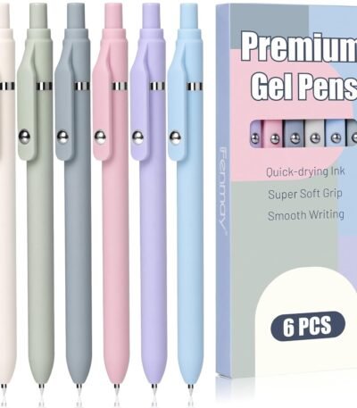 6 Pack Retractable Gel Ink Pens Quick Dry 0.5mm Fine Point Writing Smooth Writing Pen for Journaling, Note Taking, Cute School Supplies, Gifts for Women