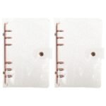 dohobby 2PCS Clear PVC A6 Refillable Binder Covers, Transparent Notebook Cover 6-Ring Rose Gold Notebook Shell Round Ring Binder Pocket, with Snap Button Lock