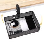 Mesh Desk Organizer and Clamp-on Swivel Pencil Drawer, Desk Hidden Extra Sturdy C-Clamp Mount System and Easy to Instal, Home Office Art Supply Storage Box (Black)