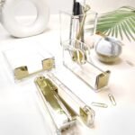 Generic Gold Acrylic Stationery Set| Office Essentials| Desk Organiser Set| Corporate Gifts| Premium Office Essentials