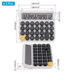 PATIKIL Mechanical Switch Calculator, 2Pcs Battery Powered 12 Digit Large LED Display Standard Function Electronic Big Button Handheld Desk Cute Calculator for Home Office Desktop, White