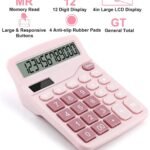 Office Desk Calculator, Cute Calculator for Kids, Basic Calculators Desktop, Dual Power Simple Financial Calculator with Big Button Large Display for Office Home and School (Cherry Pink)