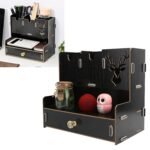 Stationery Organizer, Keep The Office Space Clean and Orderly Easy Assembly Desktop Shelf Large Capacity Design for Home for Studio for Offices for Schools(Black)