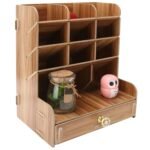 Desktop Organizer Drawer, Stable Structure Wood Desktop Organizer Sturdy and Durable with Handle for Home for Students for Office Accessory Stationery(#1)