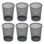 6Pieces Simple Black Desktop Pen Holder Cylinder Large Capacity Students Stationery Storage Holder Makeup Tools Holder