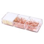 Rose Gold Notes Holder with Cube Memo Pad 320 Sheets, Acrylic 3 in 1 Drawer Organizer by Draymond Story - Desktop Stationery Series (Thank You Gifts for Boss)