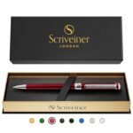 Scriveiner Deep Crimson Ballpoint Pen - Stunning Red Lacquer Luxury Pen, Chrome Finish, Schmidt Black Refill, Best Ball Pen Gift Set for Men & Women, Professional Executive Office, Nice Designer Pen