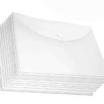 A4 Document File Bag, Transparent Envelope Holder Storage Case, Snap Button Organizer, Clear Plastic Container for Papers, Stationery -3 Pack