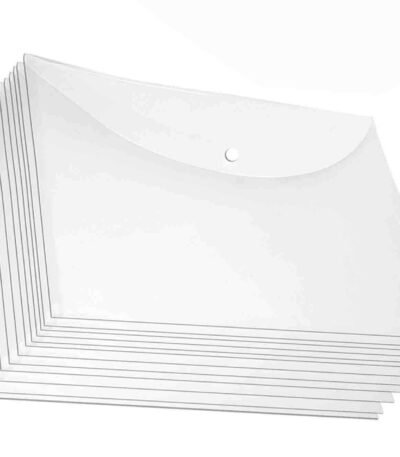 A4 Document File Bag, Transparent Envelope Holder Storage Case, Snap Button Organizer, Clear Plastic Container for Papers, Stationery -3 Pack