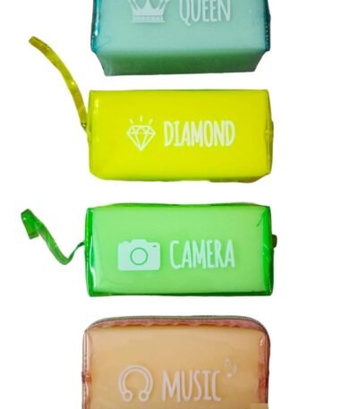 Big Stationery Pen Case Makeup Toiletry Bath Storage Transparent Portable Pouch (Pack of 2, Multicolor)