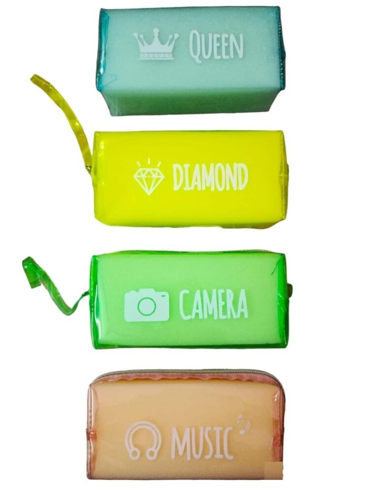 Big Stationery Pen Case Makeup Toiletry Bath Storage Transparent Portable Pouch (Pack of 2, Multicolor)