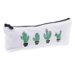 bnf®High Capacity Canvas Pencil Pen Case Purse Pouch Makeup Bag Stationery 4 Cactus Pattern|Crafts | Multi-Purpose Craft Supplies |1 Piece High Capacity Canvas Pencil Pen Case