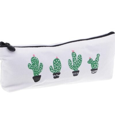 bnf®High Capacity Canvas Pencil Pen Case Purse Pouch Makeup Bag Stationery 4 Cactus Pattern|Crafts | Multi-Purpose Craft Supplies |1 Piece High Capacity Canvas Pencil Pen Case