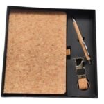 Cork Notebook Gift Set with Pen & Keychain | Eco-Friendly Wooden Finish Diary for Office, Students & Corporate Gifting | Premium Stationery Combo