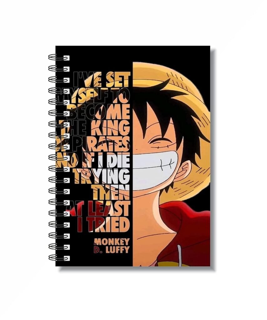 CRAFT MANIACS MONKEY D LUFFY STRAW HAT REGULAR USE RULED 160 PAGES A5 NOTEBOOK & FREE NAME BOOKMARK BEST GIFT FOR STATIONERY LOVERS