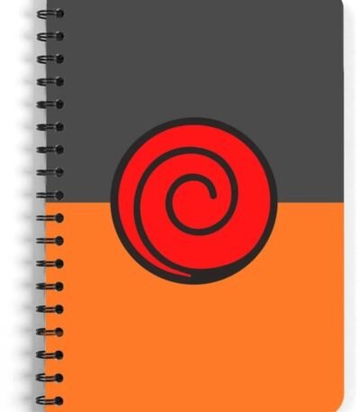 CRAFT MANIACS NARUTO ORANGE & GREY SYMBOL PRINTED A5 160 RULED PAGES NOTEBOOK & FREE NAME BOOKMARK BEST GIFT FOR STATIONERY LOVERS