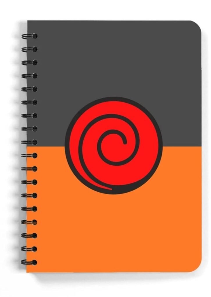 CRAFT MANIACS NARUTO ORANGE & GREY SYMBOL PRINTED A5 160 RULED PAGES NOTEBOOK & FREE NAME BOOKMARK BEST GIFT FOR STATIONERY LOVERS