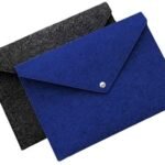 GREENSHEEP Felt Document Folders - Portable File Holder Document Organizer with Button Closure for Office, School, Stationery, Pack of 2 (Blue and Dark Grey)