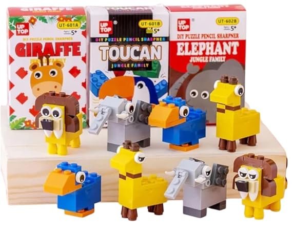 iLearnNGrow Lego Pencil Sharpener for Kids | Manual Table Sharpener | Fun Multicolor Design | Creative School & Office Stationery | Practical Gift for Students