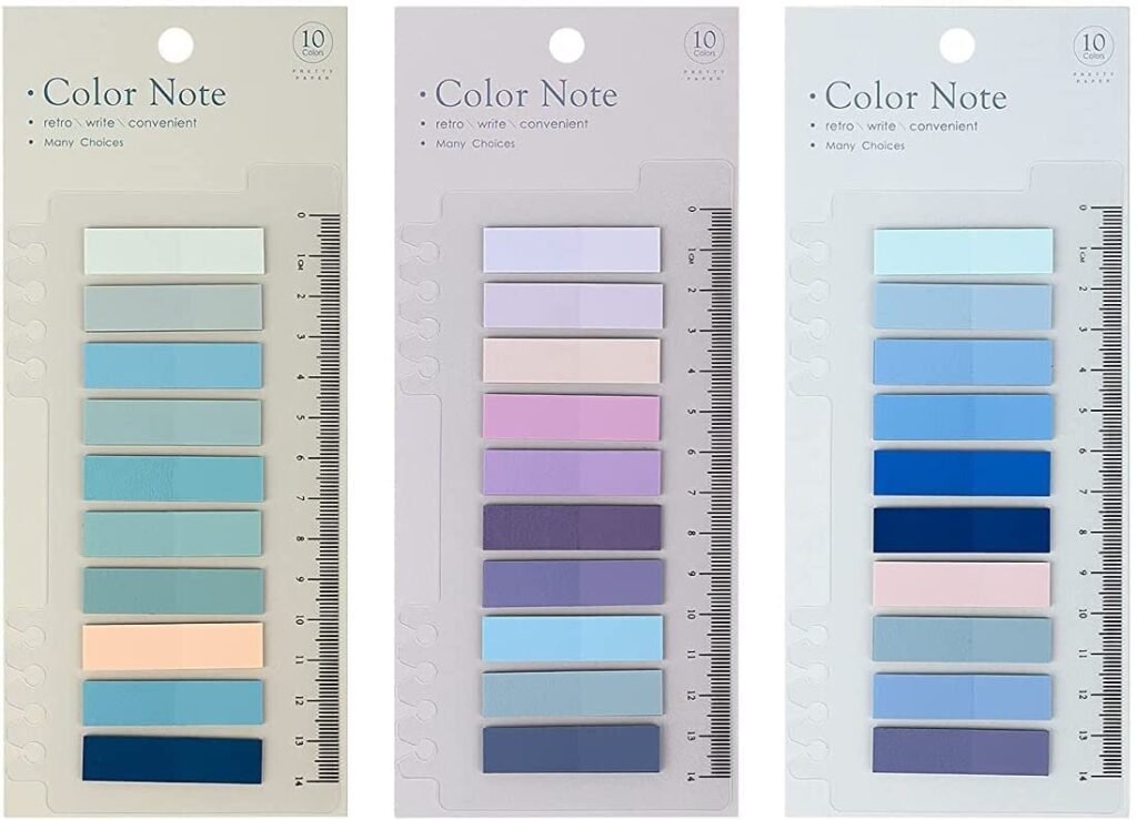 Index Tabs Sticky Notes with Ruler Color Sticky Tabs for Notebook, Books, PET Material Page Tabs Sticky Flags File Index Tabs Office Stationery (Pack of 3 Sticky Note)