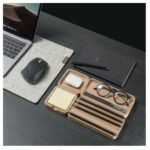 KALAHARI Wooden Desk Organizer & Monitor Stand with Storage | Solid Wood Desktop Stationery Tray, Pen Pencil Holder, Sticky Notes & Card Slot Organizer, Office Desk Accessories....