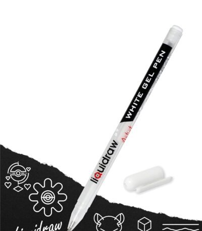 Liquidraw White Gel Pens for Art, Black Paper 0.8mm Fine Point Gel Pen for Artists, Highlights, Drawing, Writing and Sketch Design