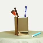 Luxury Brown Mirror Pen Holder Pencil Stand | Desk Organizer for Study Table office, Makeup Brush Holder | Spoon stand for kitchen | Stationery Accessories Storage