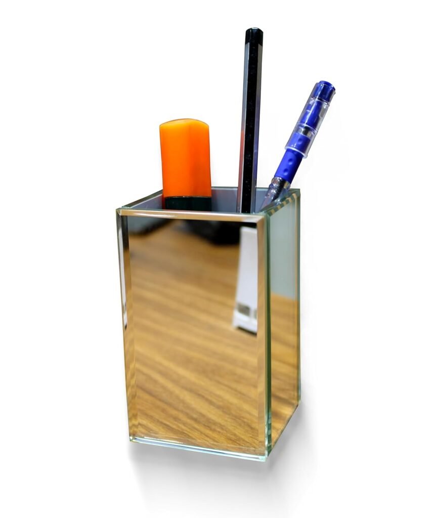 MacMoon | Pen Holder Pencil Stand Luxury Mirror Pencil Desk Organizer for Study Table office organizer, Makeup Brush | Spoon stand for kitchen | Stationery Accessories Storage...
