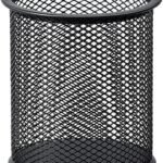 Metal Mesh Pen Stand for Office & Home Desk | Black Stationery Holder Organizer for Pens, Pencils, Markers, Makeup Brushes | Durable Round Wire Mesh Pen Stand (Pack of 1) (Black)
