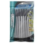 Promarx TC Ball Stick Pens, Medium Point, Black Ink, 10 count
