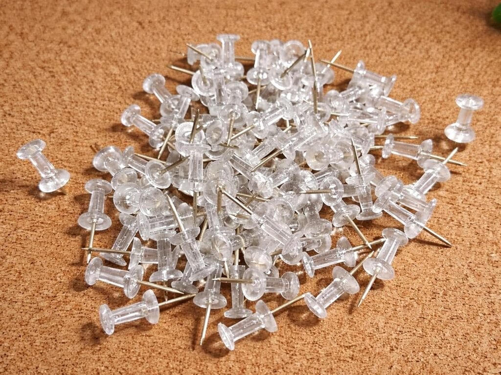 Push Pin, Thumb Pin, Board Pins, Cute Pins, Thumb Tacks, Plastic Clear White Transparent (Pack of 75) Daily Use for Home, Shop, Bank, School, University, Corporate, Office...