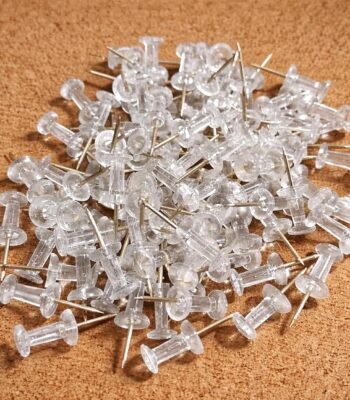 Push Pin, Thumb Pin, Board Pins, Cute Pins, Thumb Tacks, Plastic Clear White Transparent (Pack of 75) Daily Use for Home, Shop, Bank, School, University, Corporate, Office...