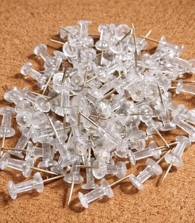 Push Pin, Thumb Pin, Board Pins, Cute Pins, Thumb Tacks, Plastic Clear White Transparent (Pack of 75) Daily Use for Home, Shop, Bank, School, University, Corporate, Office...