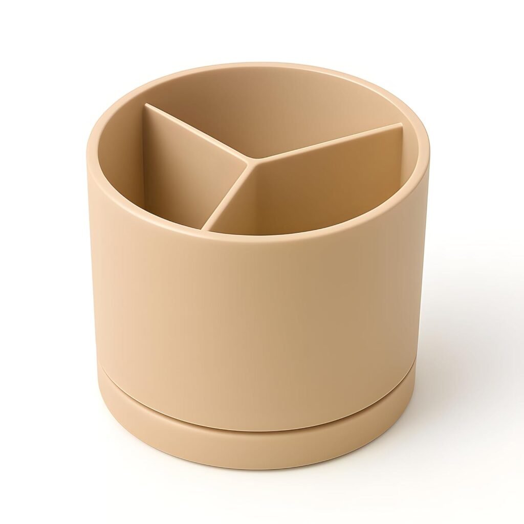 Round Desk Organizer for Study & Office Table | 3D Printed Design | Minimalist Pen Stand, Stationery Holder, Table Organizer for Home Office, Students & Professionals | Modern...