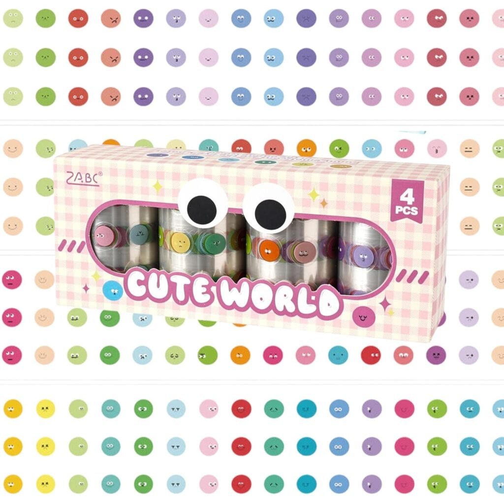 SAMVARDHAN Cute Smiley Dot Washi Tape Set – 4 Rolls | Colorful Emoji Stickers Tape for Journaling, Scrapbooking, Planners, Kids Crafts, DIY Decoration & Aesthetic Stationery...