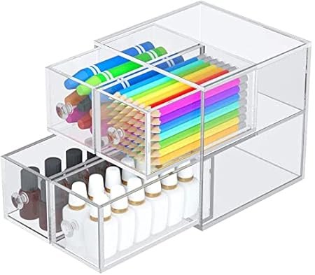 SHARMA PLASTICS Acrylic Drawer Organizer and Storage, Clear Desk Drawer Storage Case, Display Container for Stationery/Office Supplies/Bathroom/Home.