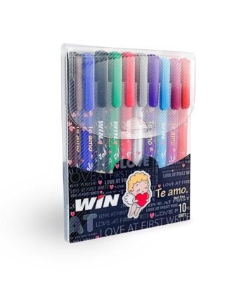 WIN Te amo Ball Pens | 10 Multicolor Ink Pens, Blister Pack | Multicolor Body same as Multicolor Ink | 1 mm Tip | Gift for Your Loved Ones | Pens for Writing | School & Office...