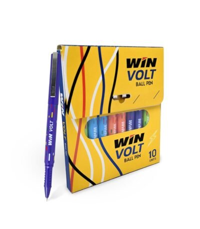 WIN Volt Ball Pens | 10 Blue Ink Pens | Playful Body Colours | 0.7 mm Metal Tip | Smooth Writing | Comfortable Grip | Office Stationery | Pens for Students | Best Pens for Exams...