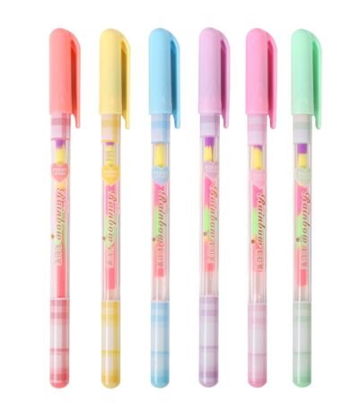 XIANNV 6 Pieces Rainbow Pens Kawaii Color Gel Pens Multicolor Stationery Set for Girls Boys Kids Gifts (0.8mm)