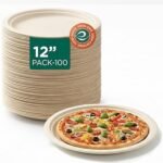 ECO SOUL | Disposable Bagasse Plates | 12 inch - Pack of 100 | Eco-Friendly Disposable Pooja Plates Big Size in Bulk | Perfect for Full Meals, Lunch & Dinner | Plastic-Free, Tree-Free, Microwave Safe
