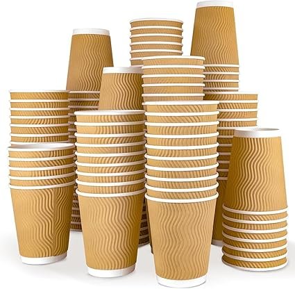 aa1 ASTRELLA (Pack of 25 150 ml Ripple Paper Cup for Hot Coffee/Drinks for Party Glass Set Water/Juice Glass (150 ml, Paper, Brown) - Image 1