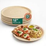 ECO SOUL [12 inch, 25-Pack] Areca Palm Leaf Round Plates | Disposable Pooja Plates Big Size Eco-Friendly Biodegradable Like Bamboo Wood Plates | Party, Wedding, Event Plates (30 cm)