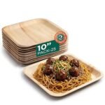 ECO SOUL [10 inch, 25-Pack] Areca Palm Leaf Square Plates | Disposable Plates Big Size Eco-Friendly Biodegradable Like Bamboo Wood Plates | Party, Wedding, Event Plates (25 cm)
