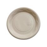BonKaso 12 Inch Round Plate | Eco-Friendly Cornstarch Disposable Plates for Food Serving, Biodegradable & Sturdy Dinner Plates – White (Pack of 25)