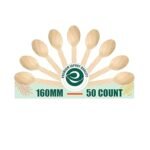 ECO SOUL [160mm, 50 Pack] Disposable Spoons | Wooden Dining Flatware | Ideal for Kids Birthday, Wedding & Party