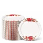 Sarda Printed Heavy Corrugated Disposable Round Plate 9 x 9 Pack of 20 | Eco Friendly Paper Disposable | Decorative Paper Plate for Party, Function, Kitchen, Pooja Activity & Event | Designed Plate